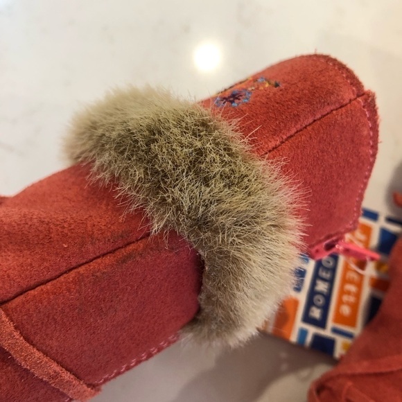 NEW Romeo Juliette Peach Cottage Leather Suede Furry Floral Embroider Tall Boots - Picture 7 of 14